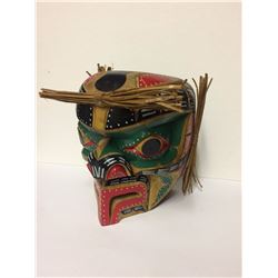 3 SIDED NATIVE ART MASK BY JIMMY JOSEPH (APPROX 8" X 8" X 8")