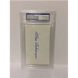 SIGNED CHARLIE GEHRINGER INDEX CARD (PSA COA) AUTHENTIC AUTO