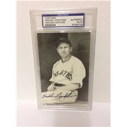 SIGNED FREDDIE LINDSTROM POSTCARD (PSA COA) AUTHENTIC AUTO