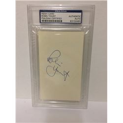 SIGNED ROBIN YOUNT INDEX CARD (PSA COA) AUTHENTIC AUTO