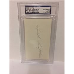 SIGNED FREDDIE LINDSTROM INDEX CARD (PSA COA) AUTHENTIC AUTO