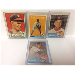 VINTAGE BASEBALL TRADING CARD LOT (CRANDALL, LARSEN, MATHEWS, MUSIAL)