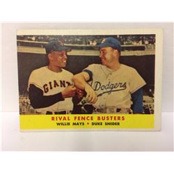 RIVAL FENCE BUSTERS (MAYS, SNIDER) #436 TOPPS BASEBALL TRADING CARD