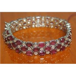 Beautiful Sterling Silver Bracelet with Ruby and Diamond