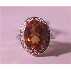 Exquisite Sterling Silver Ring with Lab Golden Sapphire