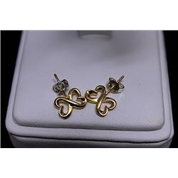 Gorgeous 14kt Gold over Silver Double Heart Stud Earrings (5E)
