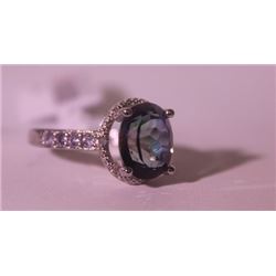 Exquisite Sterling Silver Ring with Lab Alexandrite