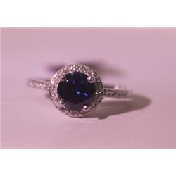 Exquisite Sterling Silver Ring with Blue Sapphire