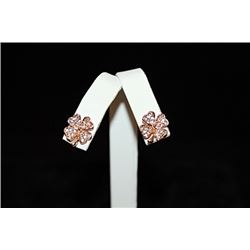 Exquisite 14kt Rose Gold over Silver Clover Stud Earrings (7E)