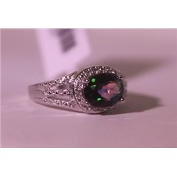 Exquisite Sterling Silver Ring with Lab Alexandrite