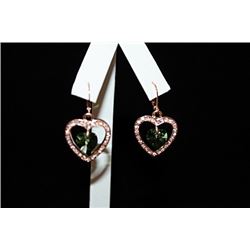 Fine 14kt Rose Gold over Silver Heart & Gemstones Earrings (9E)