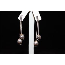 Lady's Fancy Dangling Balls Silver Earrings (21E)