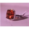 Image 1 : Exquisite Sterling Silver Ring with Lab Orange Sapphire and Diamonds