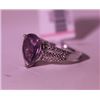 Image 2 : Exquisite Sterling Silver Ring with Pear Cut Amethyst