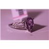 Image 3 : Exquisite Sterling Silver Ring with Pear Cut Amethyst