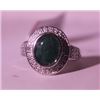Image 1 : Exquisite Sterling Silver Ring with Genuine Columbian Emerald and Diamonds