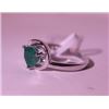 Image 2 : Exquisite Sterling Silver Ring with Triangle Cut Genuine Columbian Emerald and Diamonds