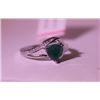 Image 3 : Exquisite Sterling Silver Ring with Triangle Cut Genuine Columbian Emerald and Diamonds
