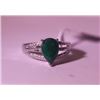Exquisite Sterling Silver Ring with Pear Cut Columbian Emerald