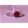 Image 1 : Exquisite Sterling Silver Ring with Round Cut Pigeon Blood Ruby