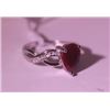 Image 1 : Exquisite Sterling Silver Ring with Pear Cut Pigeon Blood Ruby and Diamonds