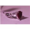 Image 4 : Exquisite Sterling Silver Ring with Pear Cut Pigeon Blood Ruby and Diamonds
