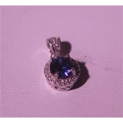 Exquisite Sterling Silver Pendant with Lab Blue Sapphire
