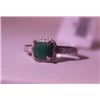 Image 1 : Exquisite Sterling Silver Ring with Genuine Columbian Emerald