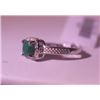 Image 2 : Exquisite Sterling Silver Ring with Genuine Columbian Emerald