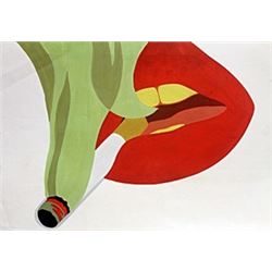Mouth No. 6 - Oil on Paper -Tom Wesselmann