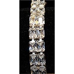 Fancy Russian Cubic Zirconia Sterling Silver Bracelet.