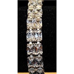 Fancy Russian Cubic Zirconia Sterling Silver Bracelet.
