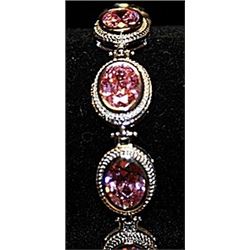 Gorgeous Pink Lab Sapphires SS Bracelet.