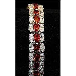 Beautiful Rose Mary Garnets & White Topaz SS Bracelet.
