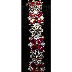 Fancy Lab Rubies & Sapphires Sterling Silver Bracelet.