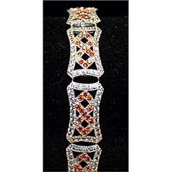 Very Fancy Sapphires and White Topaz SS Bracelet.