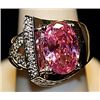 Gorgeous Pink Lab Sapphires & White Topaz SS Ring. (517L)