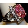 Image 3 : Gorgeous Pink Lab Sapphires & White Topaz SS Ring. (517L)