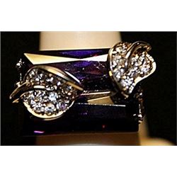 Fancy Amethyst & White Topaz SS Ring. (529L)