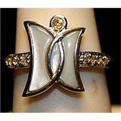 Fancy Moons White Topaz Sterling Silver Ring. (535L)