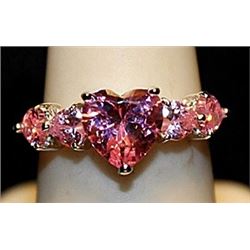Beautiful Pink Lab Sapphires Sterling Silver Ring. (539L)