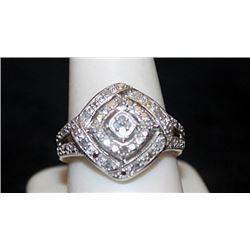 Lady's Fancy Silver Ring with Diamonds (84I)