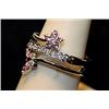 Image 2 : Beautiful Pink Sapphires & White Topaz SS Ring. (542L)