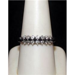 Beautiful Silver Ring with Black & White Diamonds (86I)