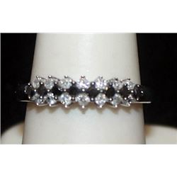 Beautiful Silver Ring with Black & White Diamonds (87I)