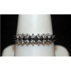 Beautiful Silver Ring with Black & White Diamonds (89I)