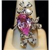 Gorgeous Pink Lab Sapphires & White Topaz SS Ring. (546L)