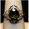 Fancy Peridot & White Topaz Sterling Silver Ring. (547L)