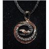 Image 2 : Fancy Silver Snake Shape Necklace with Golden Sapphires & Diamonds (91I)
