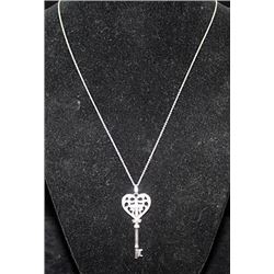 Gorgeous Silver Heart-Cross-Key Shape Necklace with Diamonds (92I)